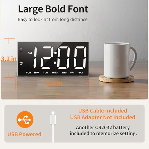 JALL Large Display Digital Alarm Clock with 2 USB Ports