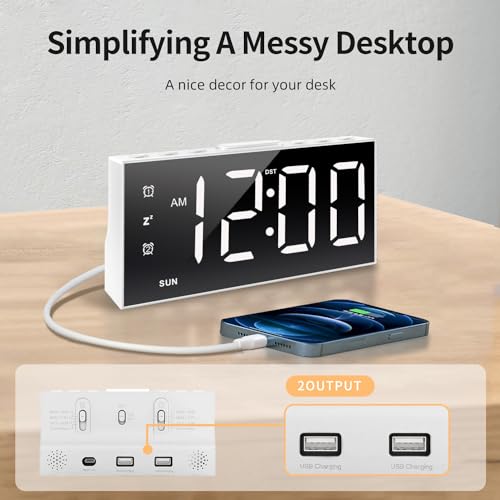 JALL Large Display Digital Alarm Clock with 2 USB Ports