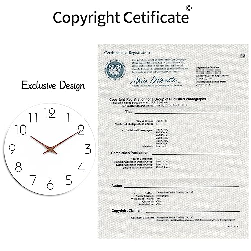 8" White Silent Wall Clock - Minimalist Wooden Decor