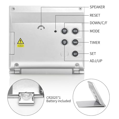 Betus Foldable Digital Alarm Clock with Calendar & Timer