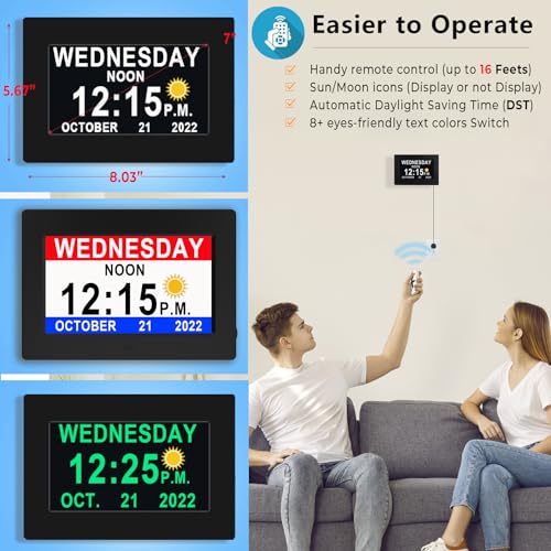 19 Alarms Digital Clock with Custom Reminders- 7 Inch