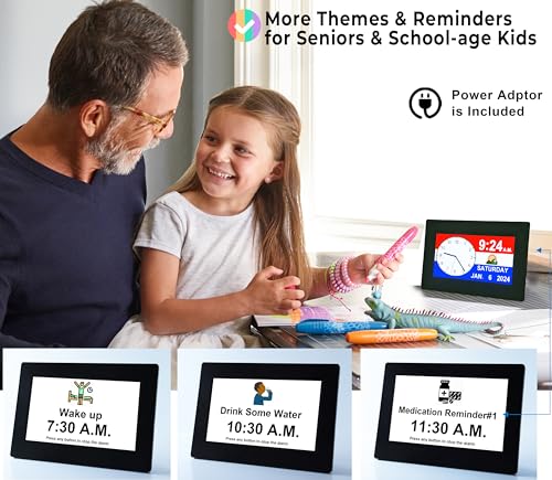 19 Alarms Digital Clock with Custom Reminders- 7 Inch