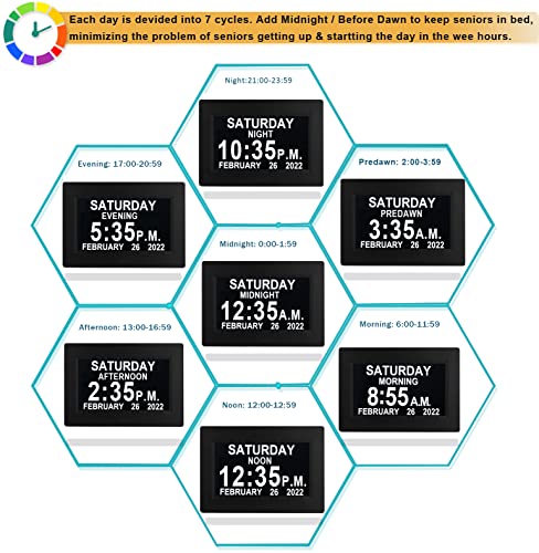 19 Alarms Digital Clock with Custom Reminders- 7 Inch