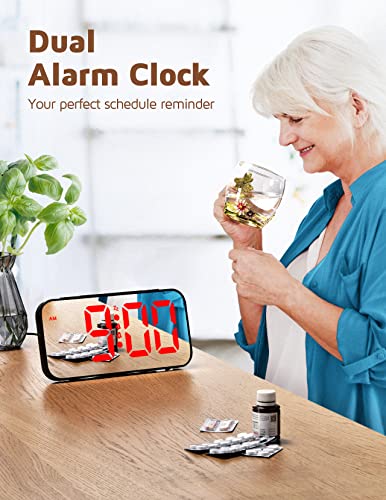 Powalack Large LED Wall Clock with Dual Alarm