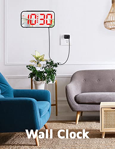 Powalack Large LED Wall Clock with Dual Alarm