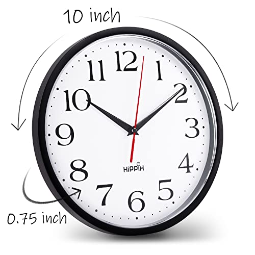 HIPPIH 2 Pack 10 Inch Silent Wall Clocks