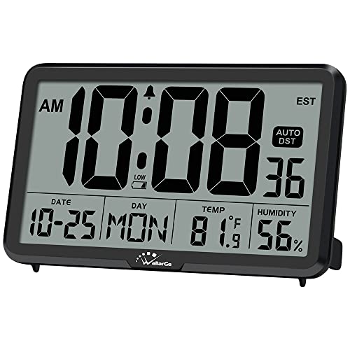 WallarGe Auto Set Digital Wall Clock with Temperature