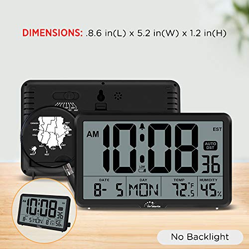 WallarGe Auto Set Digital Wall Clock with Temperature