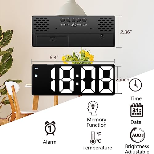 6.5 inch LED Alarm Clock with Brightness Adjustment
