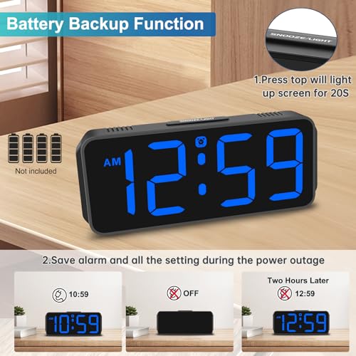 Peakeep Small Digital Alarm Clock with Big Numbers Display