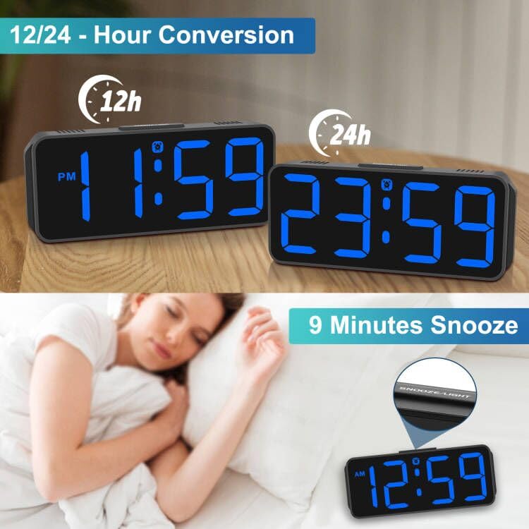 Peakeep Small Digital Alarm Clock with Big Numbers Display