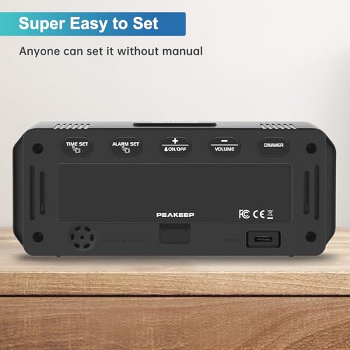 Peakeep Small Digital Alarm Clock with Big Numbers Display
