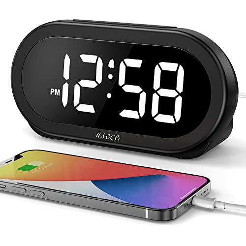 Compact LED Alarm Clock with Snooze, Brightness Dimmer