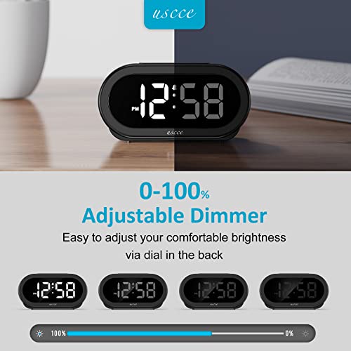 Compact LED Alarm Clock with Snooze, Brightness Dimmer