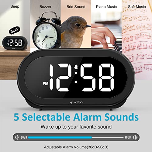 Compact LED Alarm Clock with Snooze, Brightness Dimmer