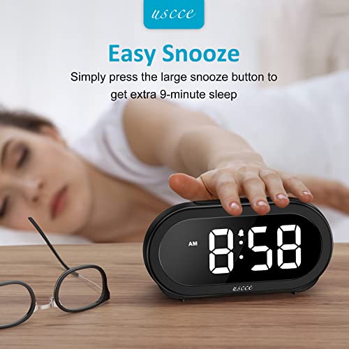 Compact LED Alarm Clock with Snooze, Brightness Dimmer