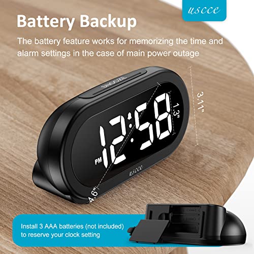 Compact LED Alarm Clock with Snooze, Brightness Dimmer