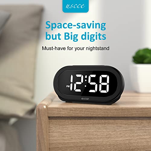Compact LED Alarm Clock with Snooze, Brightness Dimmer