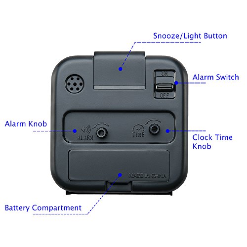 Small Analog Travel Alarm Clock: Silent, Lighted, Snooze (Black)