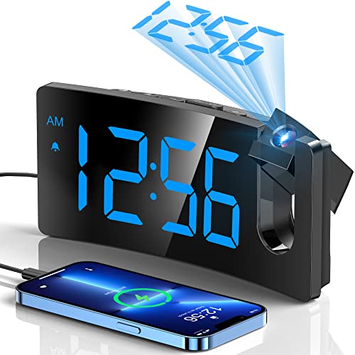 GOLOZA Projection Alarm Clock with 180° Rotatable Projector