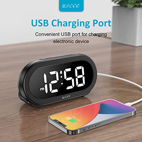 Compact LED Alarm Clock with Snooze, Brightness Dimmer