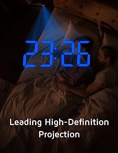 GOLOZA Projection Alarm Clock with 180° Rotatable Projector