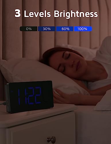 GOLOZA Projection Alarm Clock with 180° Rotatable Projector