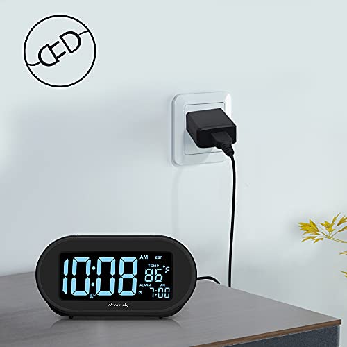 Digital Alarm Clock with Dimmable Brightness, DST, Temperature
