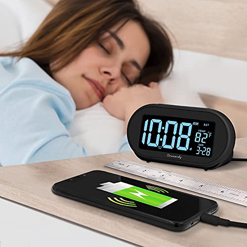 Digital Alarm Clock with Dimmable Brightness, DST, Temperature