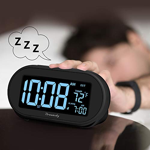 Digital Alarm Clock with Dimmable Brightness, DST, Temperature