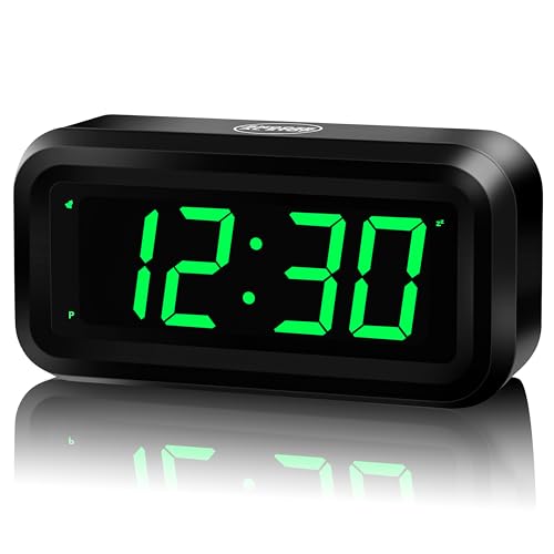 KWANWA Small Digital Alarm Clock with Green LED