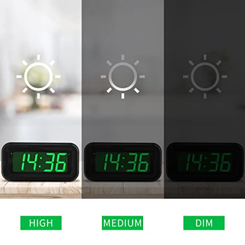 KWANWA Small Digital Alarm Clock with Green LED