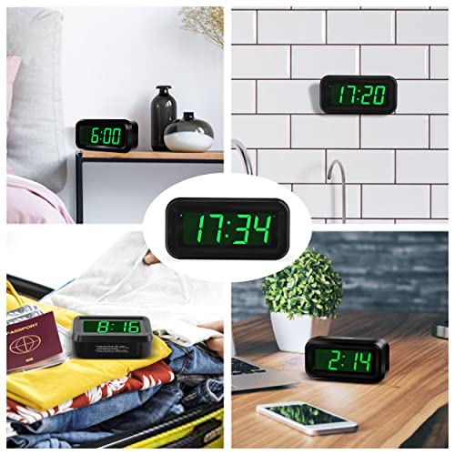 KWANWA Small Digital Alarm Clock with Green LED