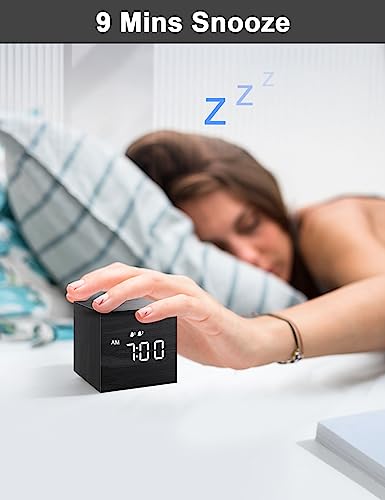 Wooden LED Dual Alarm Clock for Bedroom & Desk