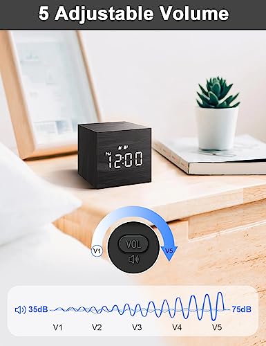 Wooden LED Dual Alarm Clock for Bedroom & Desk