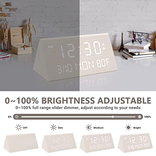 Kogonee Wooden Digital Alarm Clock with Dimmer & Snooze