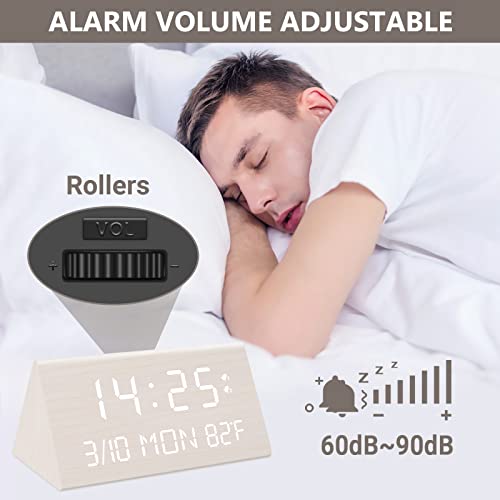 Kogonee Wooden Digital Alarm Clock with Dimmer & Snooze