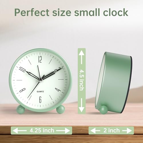 Sage Green Analog Alarm Clock for Bedroom Décor
