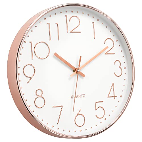 Foxtop Modern 12" Rose Gold Silent Wall Clock