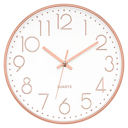 Foxtop Modern 12" Rose Gold Silent Wall Clock