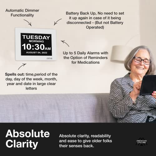 Digital Clock for Seniors with Custom Alarms