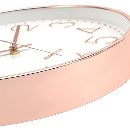 Foxtop Modern 12" Rose Gold Silent Wall Clock