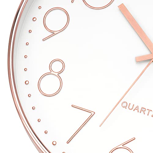 Foxtop Modern 12" Rose Gold Silent Wall Clock