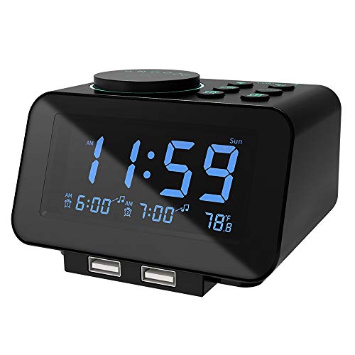 Digital Dual Alarm Clock Radio with Dimmer & FM