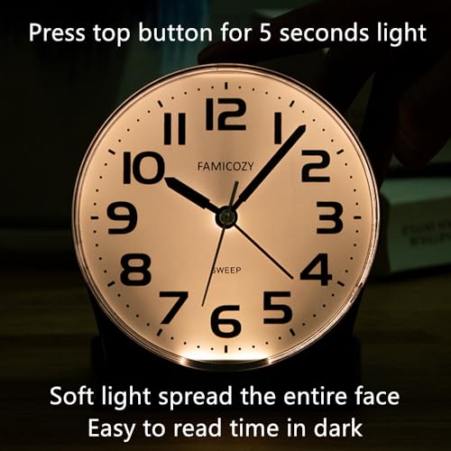 Analog Alarm Clock with Big Numbers and Soft Backlight