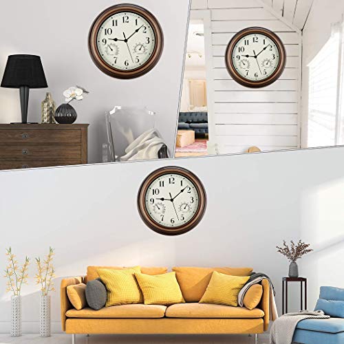 12" Waterproof Wall Clock with Temperature & Humidity Combo