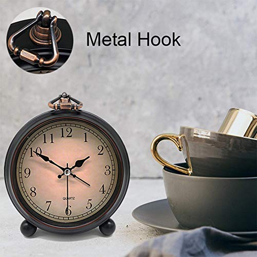 4" Vintage Retro Analog Alarm Clock, Super Silent Non-Ticking