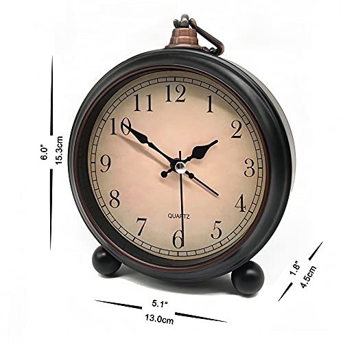 4" Vintage Retro Analog Alarm Clock, Super Silent Non-Ticking