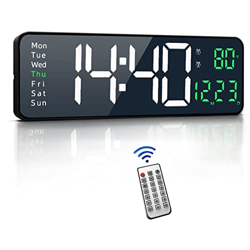 SHLNL 16.2" Large Digital Wall Clock with Remote Control