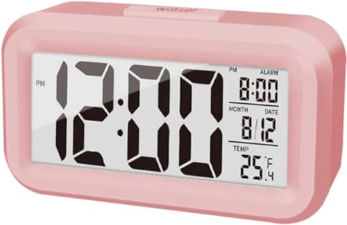 Pink Night Light Digital Alarm Clock with Temperature Display